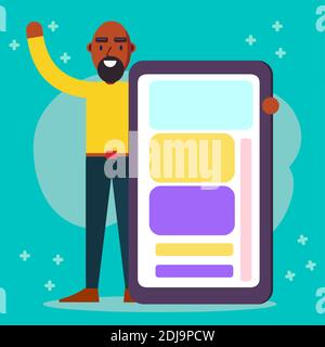 Geschäftsmann afro mit Smartphone Vektor Illustration Stock Vektor