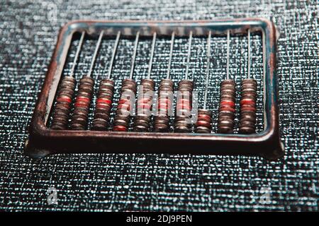 Abacus Zählrahmen . Mathematische Berechnungen nach altem Stil Stockfoto