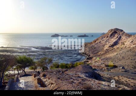 Jazirat Jabal Al AWD in der Nähe von Al Sawadi Beach in Oman. Stockfoto