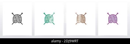 Wollkugel mit Form von Buchstabe A Stock Vektor