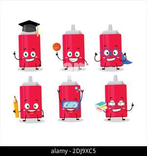 Schüler von Ketchup Flasche Cartoon-Charakter mit verschiedenen Ausdrücken. Vektorgrafik Stock Vektor