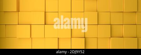 Abstrakter moderner Hintergrund mit gelben Würfeln und 3D-Rendering Stockfoto