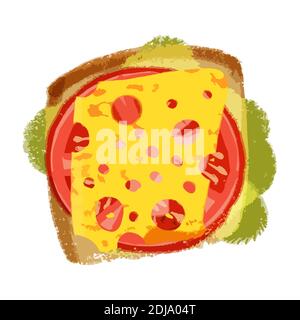 Tomaten-Käse-Salat-Sandwich Stock Vektor