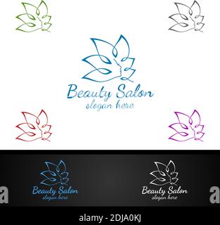 Salon Fashion Logo für Beauty Friseur, Kosmetik oder Boutique-Design Stock Vektor