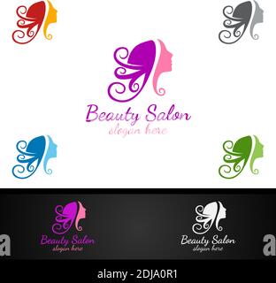 Salon Fashion Logo für Beauty Friseur, Kosmetik oder Boutique-Design Stock Vektor