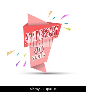 JUBILÄUM 80 Jahre. Farbiges Banner für Glückwünsche und thematisches Design. Vektorgrafik für Aktien Stock Vektor