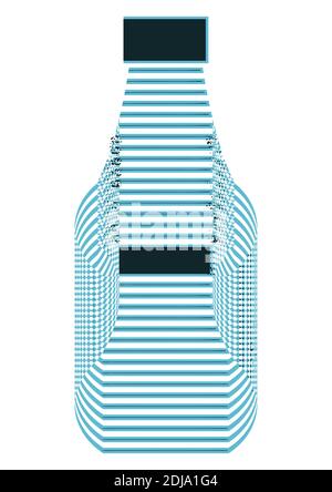 Bild einer transparenten Glasflasche Vektor Grafik Design in blauer Farbe Stock Vektor