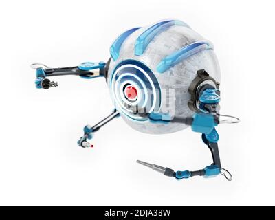 Medizinischer Nano-Roboter auf weißem Hintergrund isoliert. 3D-Illustration. Stockfoto