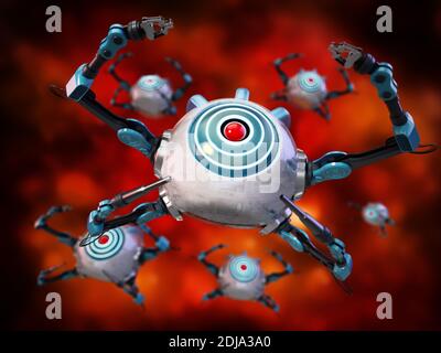 Medizinischer Nano-Roboter in der menschlichen Vene. 3D-Illustration. Stockfoto