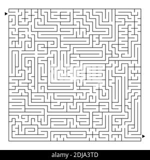 Ein großes quadratisches Labyrinth. Finden Sie den Weg vom Eingang zum Ausgang. Vektorgrafik isoliert auf weißem Hintergrund. Stock Vektor