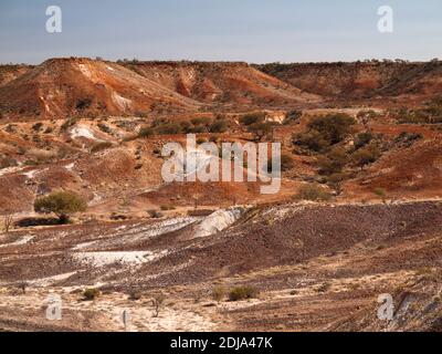 Flache Mesas der Mirackina Range, westlich von der Painted Desert, Ackaringa Station, South Australia. Stockfoto