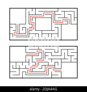 Ein Satz von zwei rechteckigen Labyrinthe. Einfache flache Vector Illustration auf weißem Hintergrund. Mit der Antwort Stock Vektor