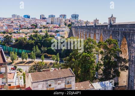 Das aquädukt Aguas Livres in Portugiesisch: Aqueduto Das Aguas Livres Aquädukt der freien Gewässern ist eine historische Aquädukt in der Stadt Lissabon, Portugal. Stockfoto