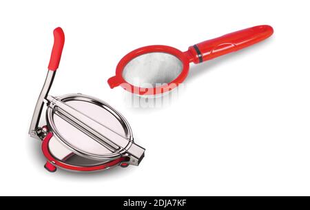 Teesieb oder CHAPATI Roti, puri und Khakra Maker, Geschirr. Stockfoto