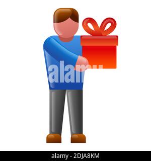 Illustration des Mannes mit einer Geschenkkoloful-Ikone Stock Vektor