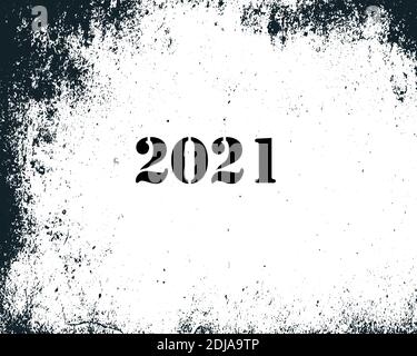 2021 Text Design Schwarz, Kollektion von Happy New Year und Happy Holidays, Design Element Schriftzug, handschriftlich isoliert auf weißem Hintergrund. Kal Stock Vektor