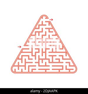 Farbe, dreieckiges Labyrinth. Ein interessantes und nützliches Spiel für Kinder. Eine einfache, flache Vektordarstellung auf weißem Hintergrund Stock Vektor