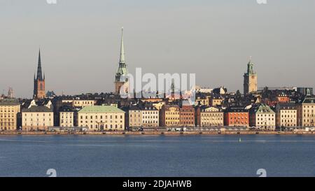 Ein Panorama des Zentrums von Stockholm, Schweden. Stockfoto