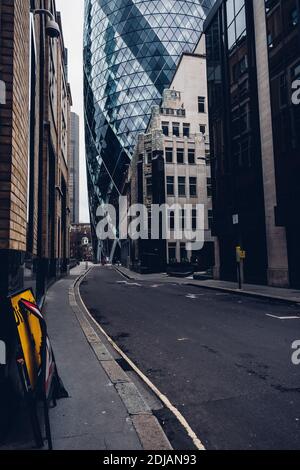 30 St Mary AX (The Gherkin Building) im Finanzviertel, City of London Stockfoto