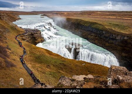 Gullfoss Wasserfall Teil Der Golden Circle Tour In Island Stockfoto