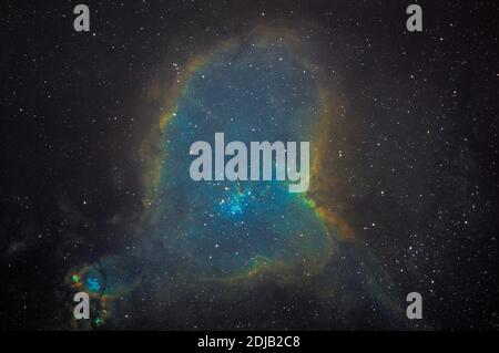 IC1805 Nebel auch als Herz in HST-Palette genommen wissen Mit spezieller Astrofotografie-Kamera am Teleskop Stockfoto