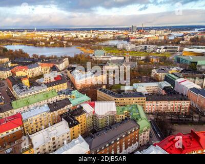 Luftbild des Stadtzentrum von Helsinki, Finnland Stockfoto