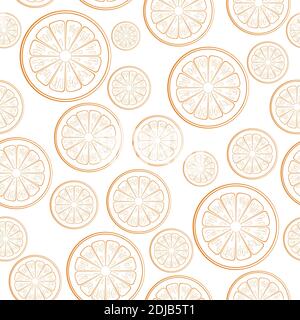 Nahtloses Muster mit Orangen auf weißem Hintergrund. Stock Vektor