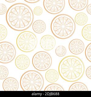 Nahtloses Zitrusmuster auf weißem Hintergrund. Stock Vektor