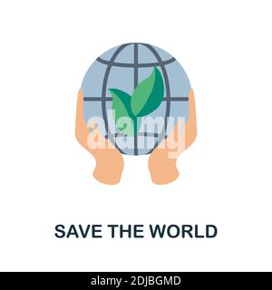 Speichern Sie das Symbol „Welt“. Einfaches Element aus der SAVE the World Kollektion. Kreativ Speichern Sie die Welt Symbol für Web-Design, Vorlagen, Infografiken und mehr Stock Vektor