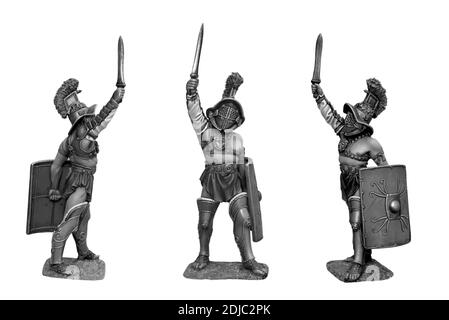 Römischer Gladiator nach dem Kampf. Uralter Kämpfer. Krieger im Kolosseum. Stockfoto