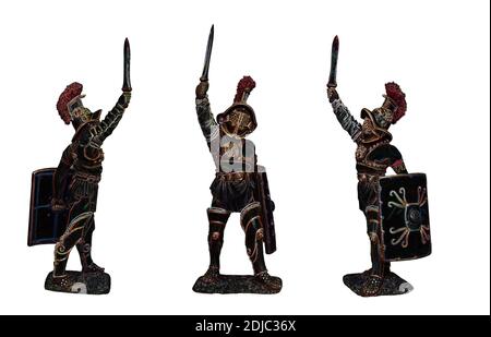 Römischer Gladiator nach dem Kampf. Uralter Kämpfer. Krieger im Kolosseum. Stockfoto