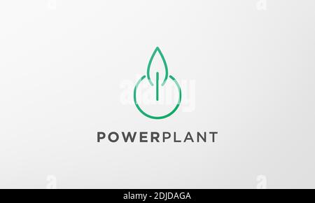 Grünes Kraftblatt-Pflanzenlogo in einem modernen und minimalistischen Form Stock Vektor