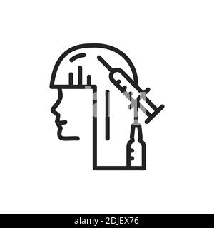 Schwarzes Symbol für Mesotherapie. Haarausfall Behandlung Stock Vektor