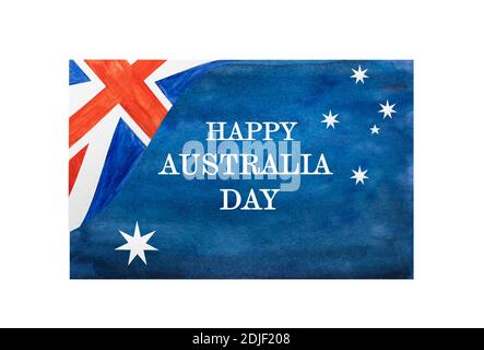 Wunderschöne Zeichnung der australischen Flagge. Nahaufnahme, keine Personen, strukturierte Oberfläche. Herzlichen Glückwunsch an Familie, Verwandte, Freunde und Kollegen Stockfoto