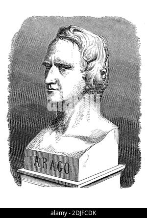 Dominique Francois Jean Arago, 26. Februar 1786 - 2. Oktober 1853, französischer Astronom, Physiker und Politiker / Dominique Francois Jean Arago, 26. Februar 1786 - 2. Oktober 1853, französischer Astronom, Physiker und Politiker, Historisch, historisch, digital verbesserte Reproduktion eines Originals aus dem 19. Jahrhundert / digitale Produktion einer Originalvorlage aus dem 19. Jahrhundert, Stockfoto