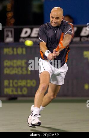 Andre Agassi nimmt an den Delray Beach International Tennis Championships, 1/30/06. Teil Stockfoto