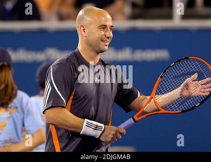 Andre Agassi nimmt an den Delray Beach International Tennis Championships, 1/30/06. Teil Stockfoto