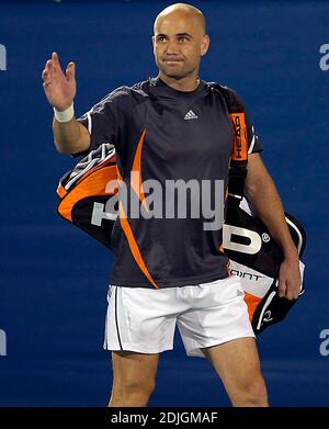 Andre Agassi nimmt an den Delray Beach International Tennis Championships, 1/30/06. Teil Stockfoto