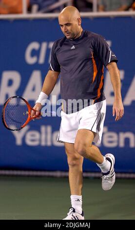 Andre Agassi nimmt an den Delray Beach International Tennis Championships, 1/30/06. Teil Stockfoto