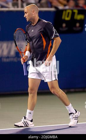 Andre Agassi nimmt an den Delray Beach International Tennis Championships, 1/30/06. Teil Stockfoto