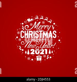 Frohe Weihnachten und glückliches neues Jahr 2021, Vektor-Hintergrund, Design. Stock Vektor