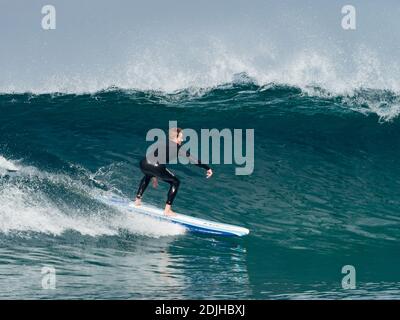 Surfer genießen die Wellen im La Jolla Shores, San Diego, Kalifornien, USA Stockfoto