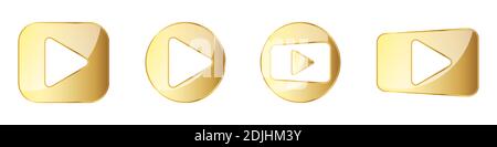 Satz von goldenen Spielknöpfen. Symbole isoliert wiedergeben. Vektorgrafik. Goldenes Spielsymbol Stock Vektor