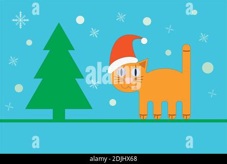 Nette Katze im Wald. Stock Vektor