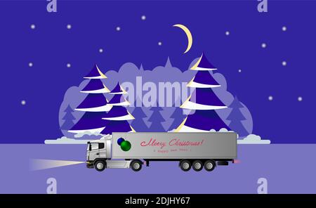 Ein europäisches Auto trägt Geschenke zu Weihnachten Stock Vektor