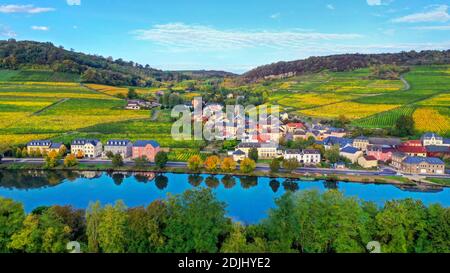 Weindorf Ahn an der Mosel, Kanton Grevenmacher, Großherzogtum Luxemburg Stockfoto