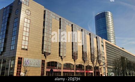 Hotel Hyatt Regency and Cologne Triangle Tower, Cologne, North Rhine-Westphalia, Germany Stock Photo