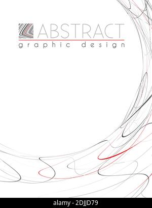 Rund. Abstrakte Vorlage der Seite mit schwarzen, roten und grauen dünnen Streifen. Vektorgrafik Design Layout Stock Vektor
