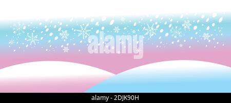 Vektor-Illustration von Winter Hintergrund mit Schneeverwehungen und Schneeflocken. Ein Beispiel für einen schönen Winterhintergrund mit Schnee für eine Postkarte oder Websi Stock Vektor