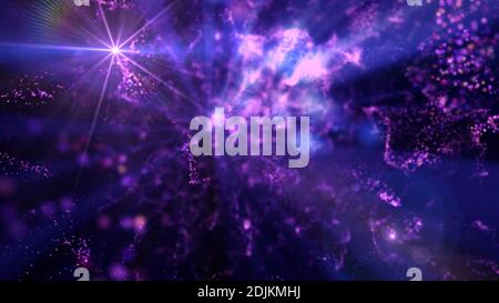 Kosmos Stern Strahl Licht Raum Teilchen Nebel, Illustration Rendern Stockfoto